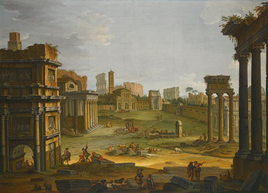 Rome, a View of the Forum, vintage artwork by Antonio Joli, 12x8" (A4) Poster