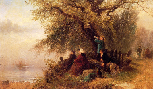 The Ferry Landing, vintage artwork by Albert Fitch Bellows, 12x8" (A4) Poster