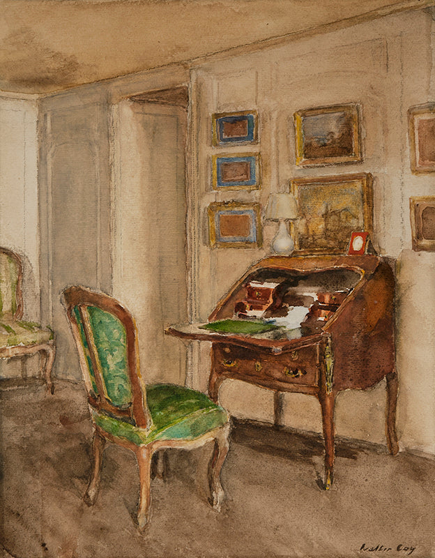 The Boudoir, Château du Breau, vintage artwork by Walter Gay, 12x8" (A4) Poster