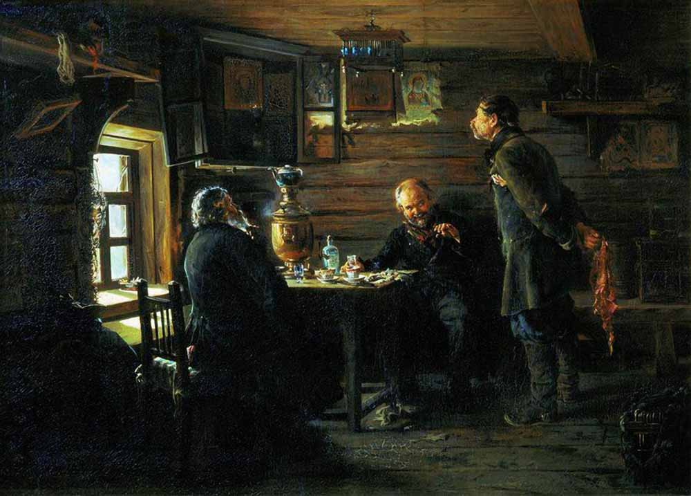 Lovers of Nightingales, vintage artwork by Vladimir Yegorovich Makovsky, 12x8" (A4) Poster