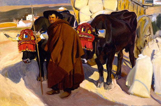 A Castilian Oxman, vintage artwork by Joaquin Sorolla y Bastida, 12x8" (A4) Poster