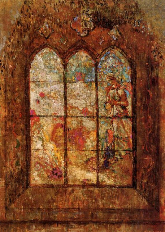 Stained Glass Window, vintage artwork by Giovanni Renica, A3 (16x12") Poster Print
