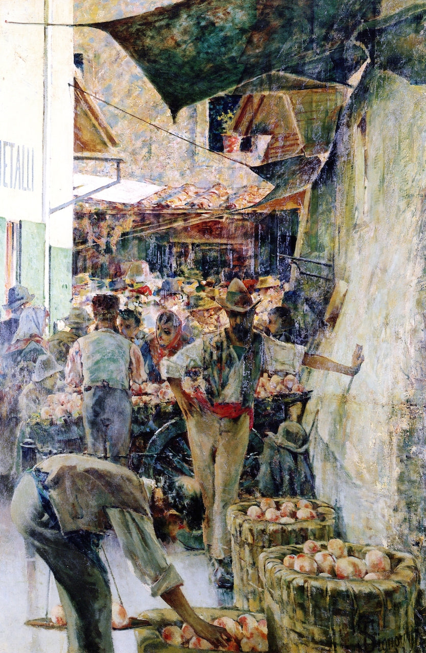 Una via del Mercato Vecchio di Firenze, Via del Fuoco, vintage artwork by Telemaco Signorini, 12x8" (A4) Poster