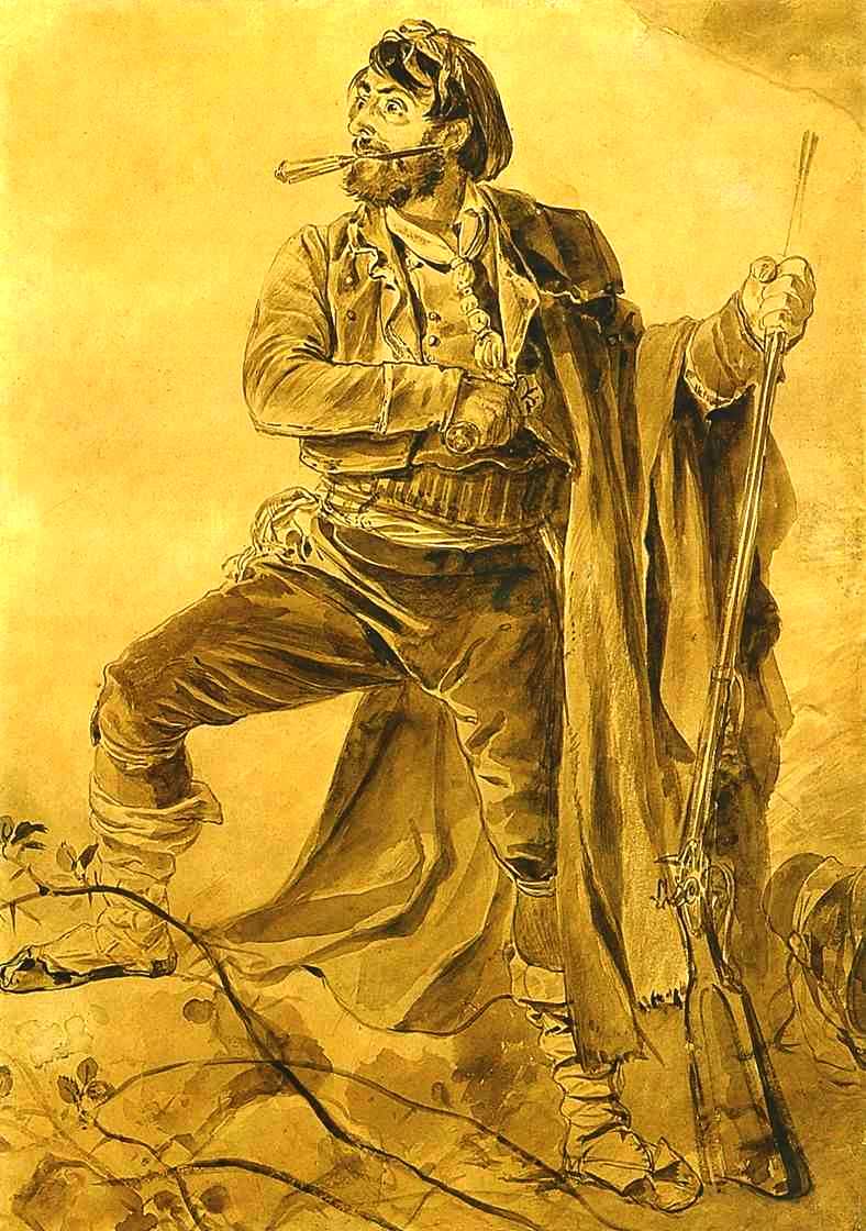 Greek insurgent, vintage artwork by Karl Pavlovich Brulloff, A3 (16x12") Poster Print