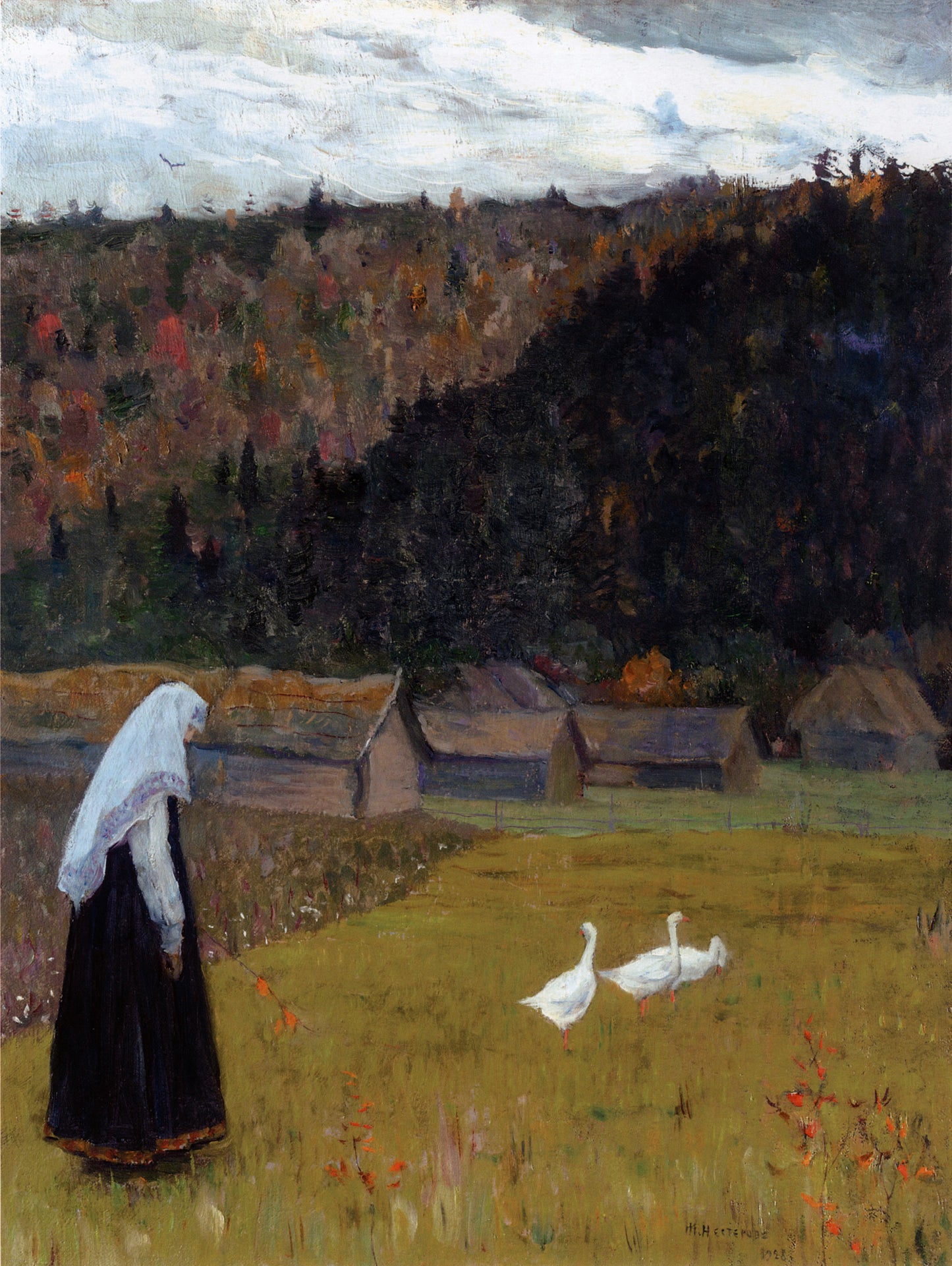 The End of Summer, vintage artwork by Mikhail Vasilevich Nesterov, 12x8" (A4) Poster