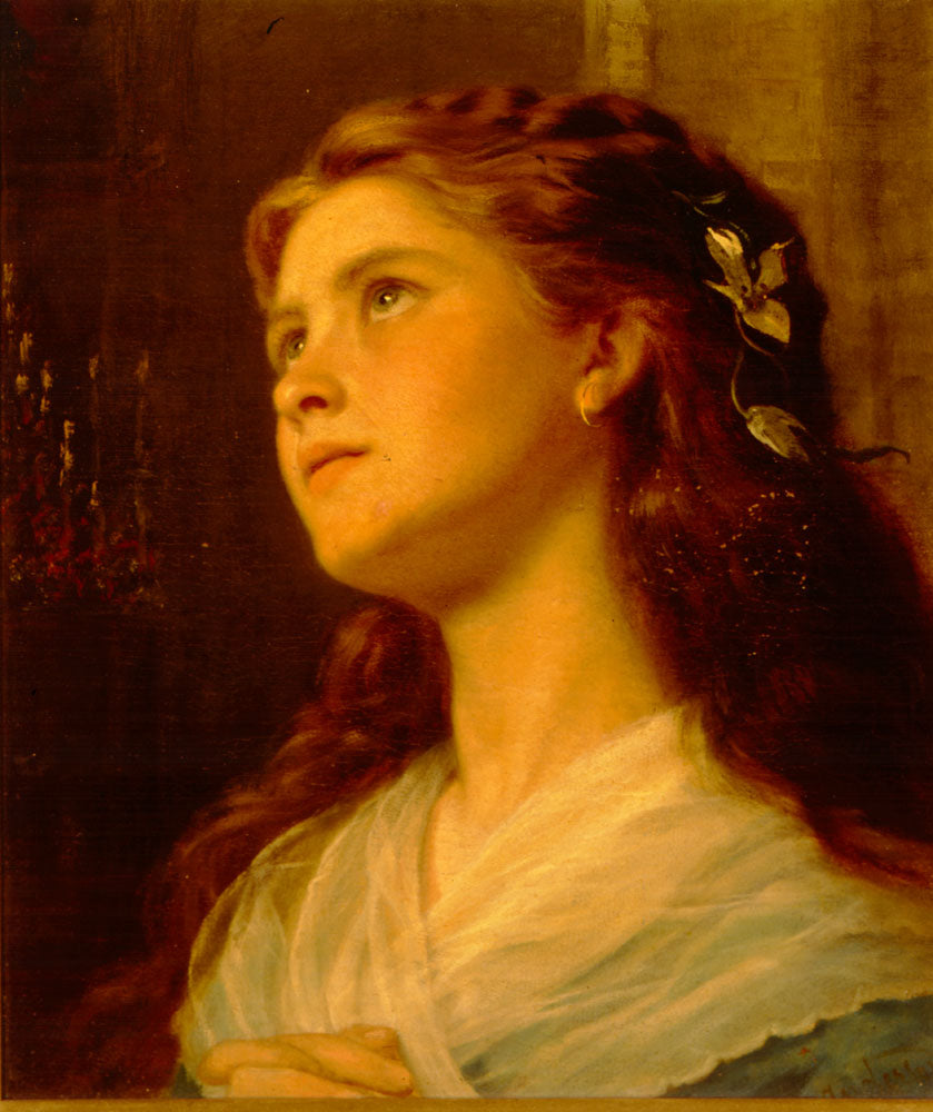 Portrait Of a Young Girl, vintage artwork by Sophie Gengembre Anderson, 12x8" (A4) Poster