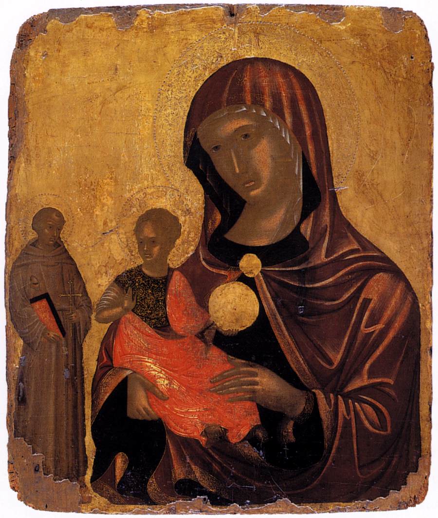 The Virgin and St Francis of Assisi, vintage artwork by Nikolaos Tsafouris, 12x8" (A4) Poster