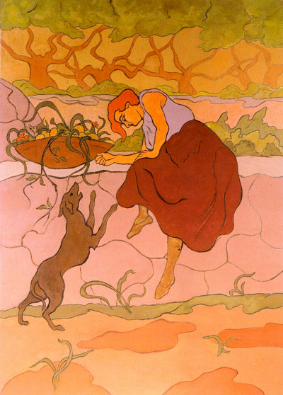 Woman with Jumping Dog by Paul Ranson,A3(16x12")Poster