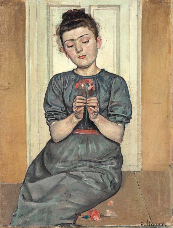 Girl with Carnation, vintage artwork by Ferdinand Hodler, 12x8" (A4) Poster