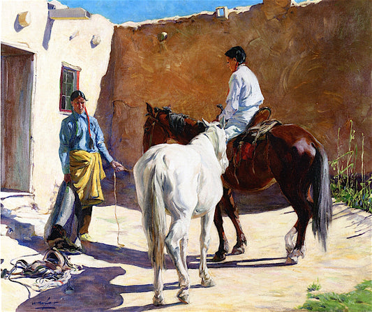 Making Ready, vintage artwork by Walter Ufer, 12x8" (A4) Poster