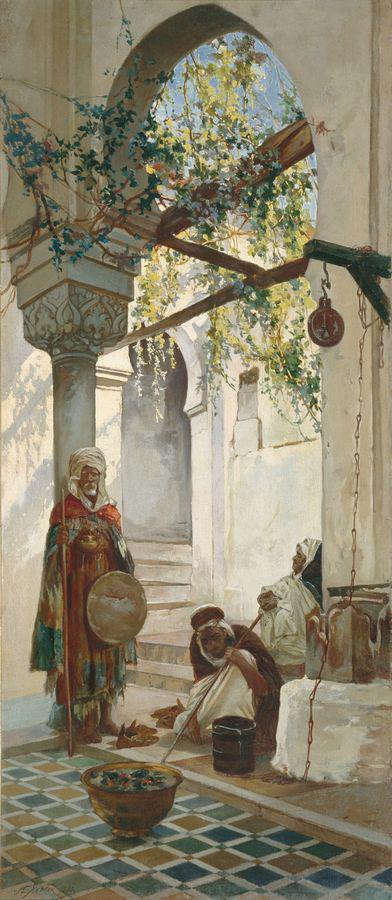 Entrance to a Mosque, vintage artwork by Valery Yakobi, 12x8" (A4) Poster