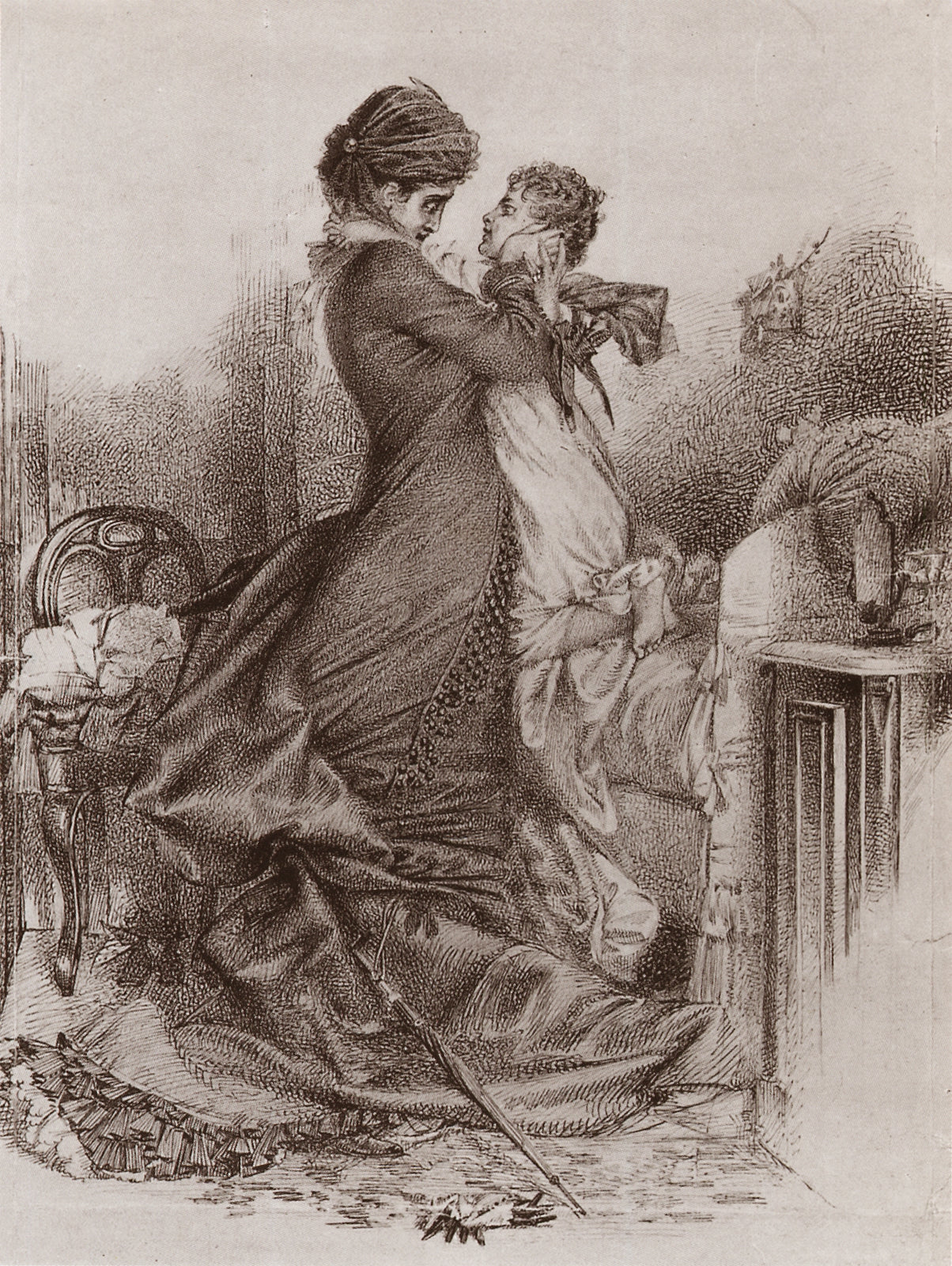 Anna Karenina with Her Son by Mikhail Vrubel,A3(16x12")Poster