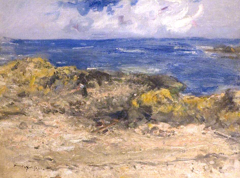 Playing on the Rocks, Carnoustie, vintage artwork by Robert Gemmell Hutchison R.S.A. R.S.W., 12x8" (A4) Poster