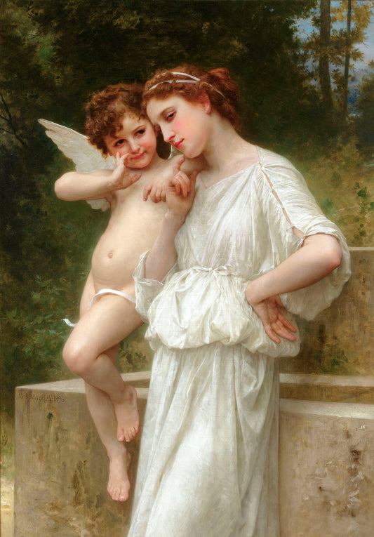 Cupid's Secrets, vintage artwork by William Bouguereau, 12x8" (A4) Poster