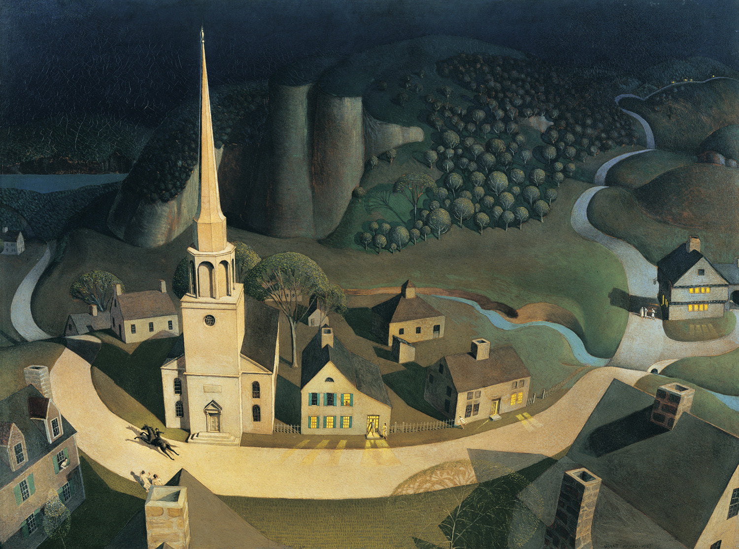 The Midnight Ride of Paul Revere, vintage artwork by Grant Wood, 12x8" (A4) Poster