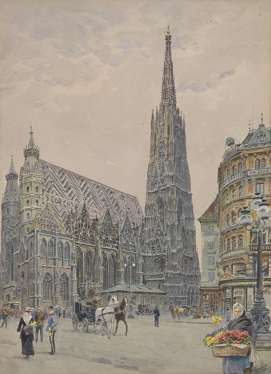 Stephansdom, Vienna, vintage artwork by Ernst Graner, 12x8" (A4) Poster