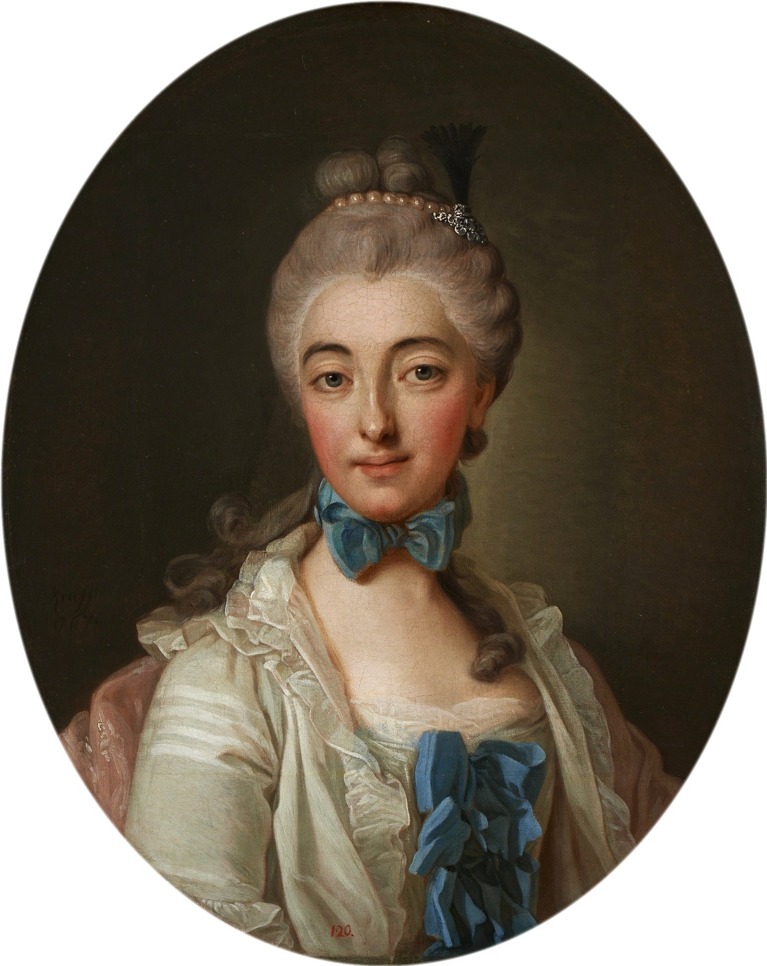Portrait of Izabela Lubomirska, vintage artwork by Per Krafft the Elder, 12x8" (A4) Poster