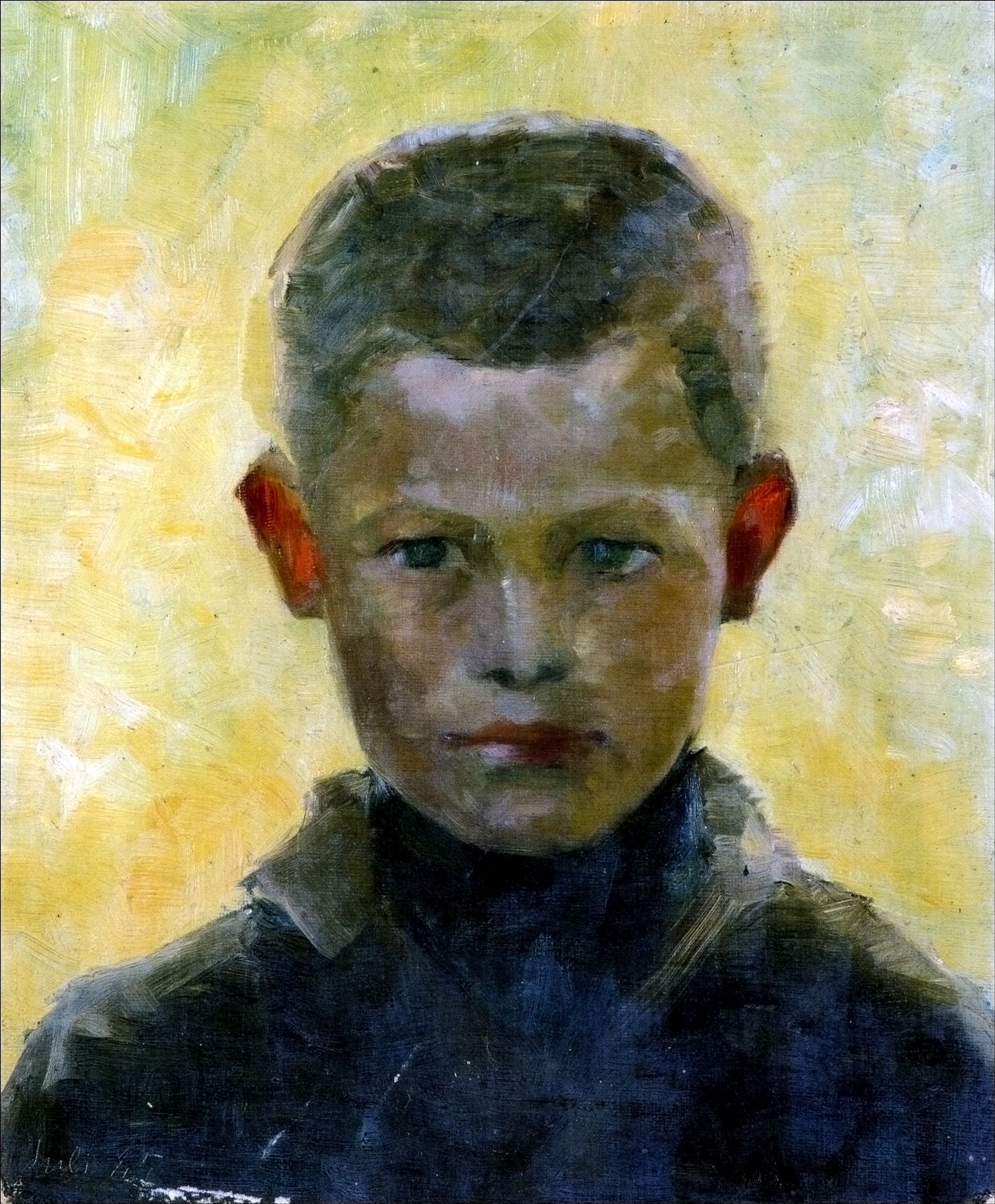 Boy with Red Ears, vintage artwork by Marie Triepcke Kroyer, 12x8" (A4) Poster