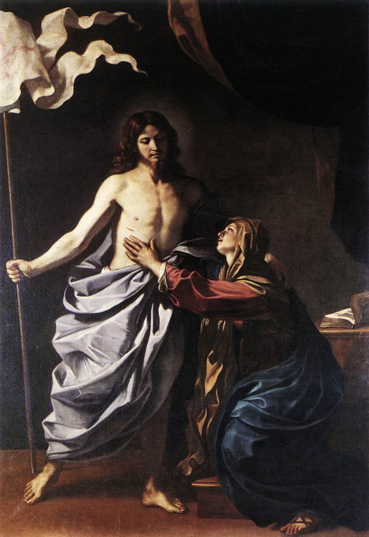 The Resurrected Christ Appears to the Virgin, vintage artwork by Guercino, 12x8" (A4) Poster