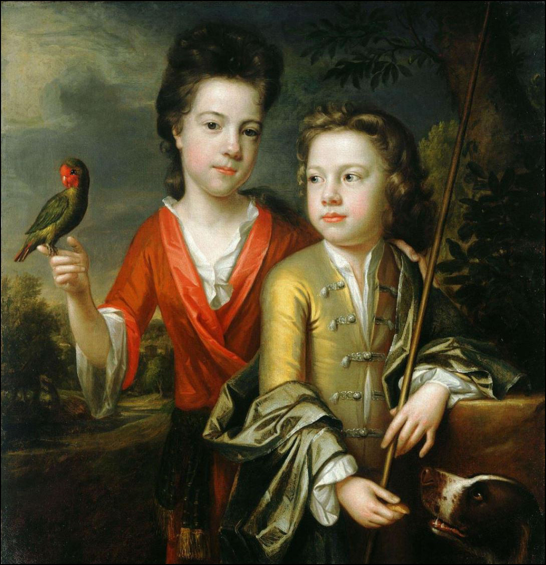 Two Children Said to be Emily and Robert Cecil, vintage artwork by Johann Kerseboom, 12x8" (A4) Poster