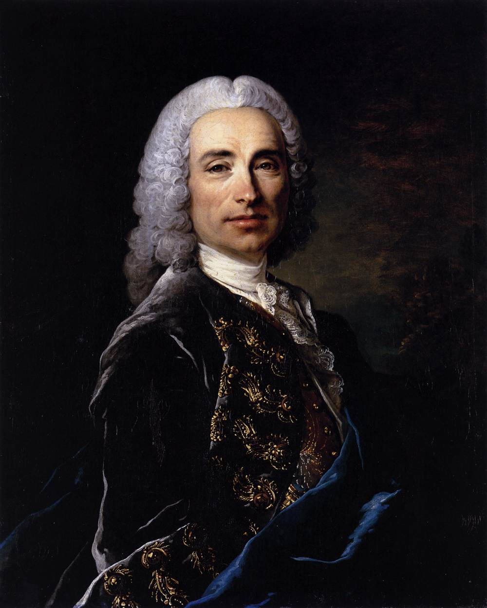 Portrait of Marquis de Lucker, vintage artwork by Louis Tocque, 12x8" (A4) Poster