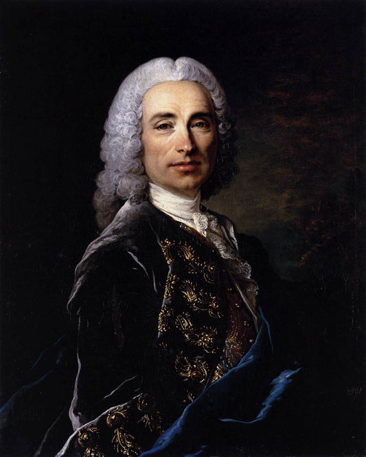 Portrait of Marquis de Lucker, vintage artwork by Louis Tocque, 12x8" (A4) Poster