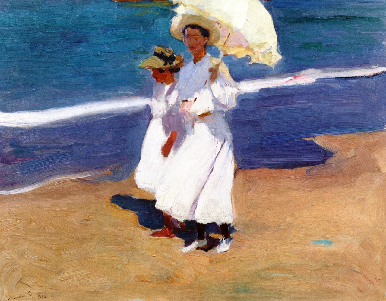 by  the Seaside, vintage artwork by Joaquin Sorolla y Bastida, 12x8" (A4) Poster