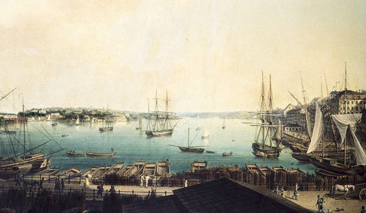View from Slussen towards Saltsjön, vintage artwork by Johan Fredrik Julin, A3 (16x12") Poster Print