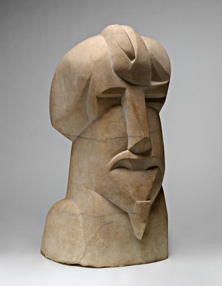 Hieratic Head of Ezra Pound, vintage artwork by Henri Gaudier-Brzeska, 12x8" (A4) Poster