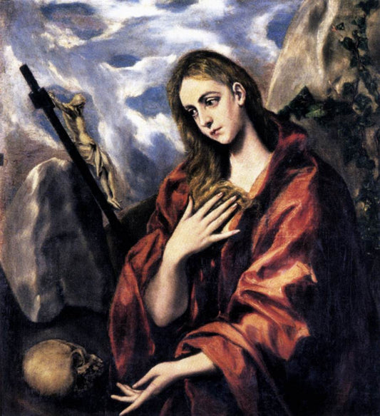Mary Magdalen in Penitence, vintage artwork by El Greco, 12x8" (A4) Poster