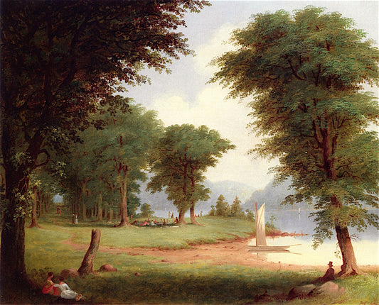 A Day on the Hudson, vintage artwork by George Henry Durrie, A3 (16x12") Poster Print