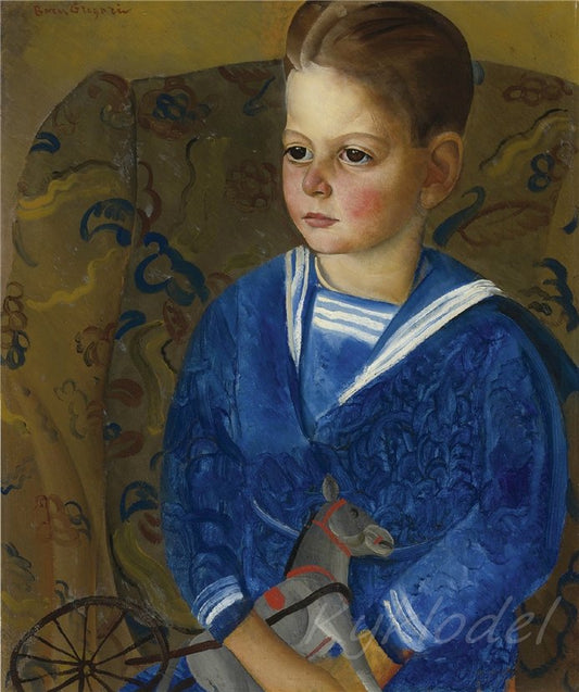 Boy in a Sailor's Suit, vintage artwork by Boris Grigoriev, 12x8" (A4) Poster
