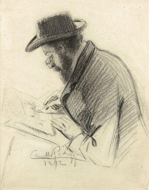 Portrait of the artist, Maximilen Luce, vintage artwork by Émile-Gustave Cavallo-Peduzzi, 12x8" (A4) Poster