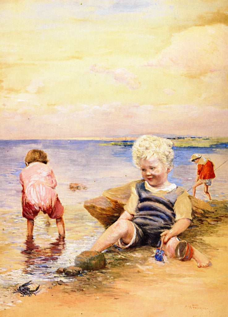 Childhood Play, vintage artwork by Charles H. Freeman, 12x8" (A4) Poster