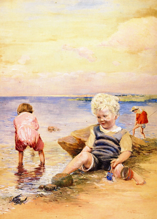 Childhood Play, vintage artwork by Charles H. Freeman, 12x8" (A4) Poster
