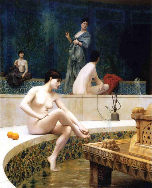 The Harem Bathing, vintage artwork by Jean-Leon Gerôme, 12x8" (A4) Poster