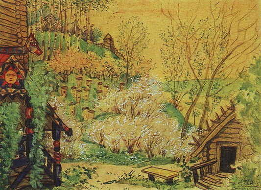 Berendeyevka, vintage artwork by Boris Mikhailovich Kustodiev, 12x8" (A4) Poster