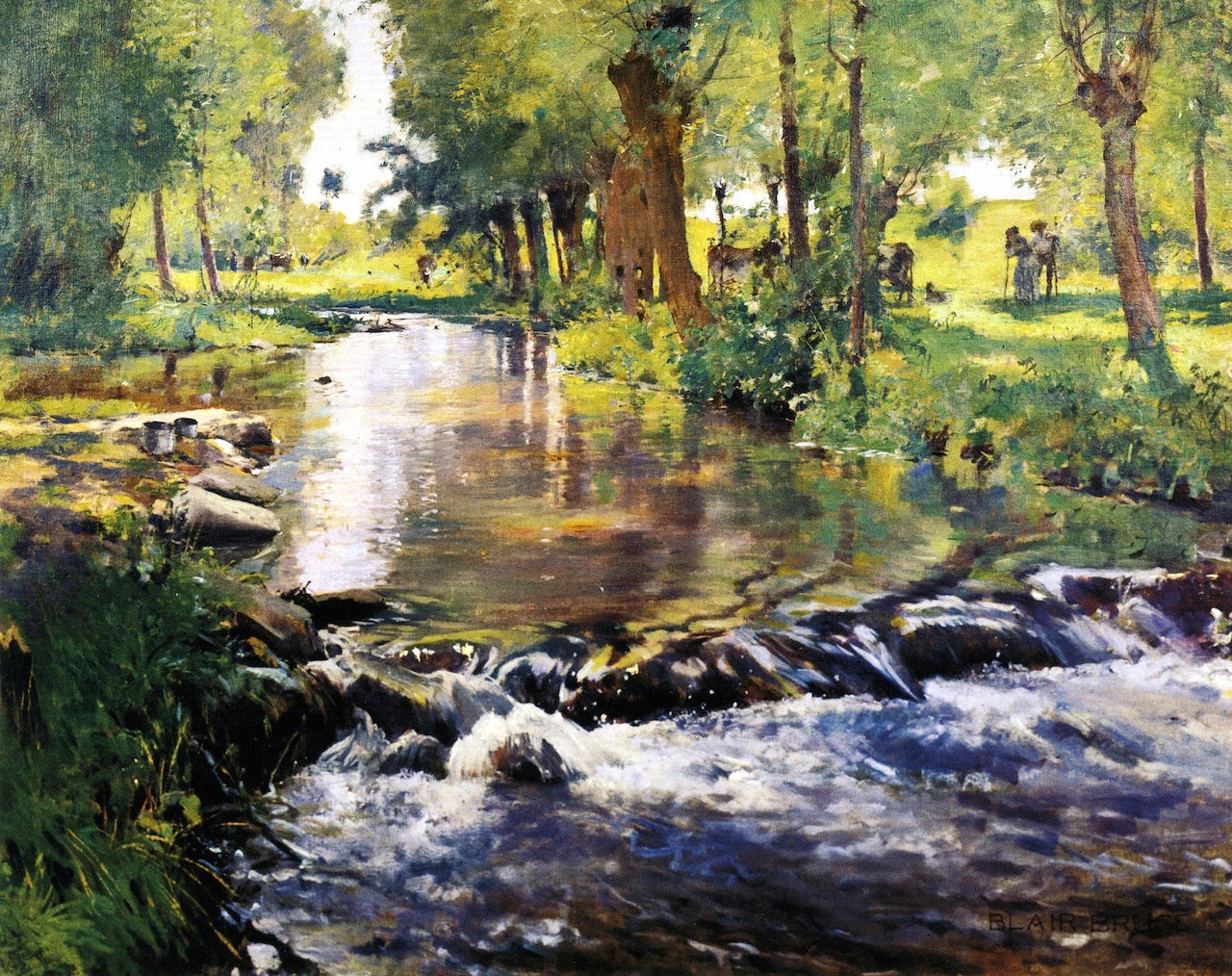 The Stream, Giverny, vintage artwork by William Blair Bruce, 12x8" (A4) Poster