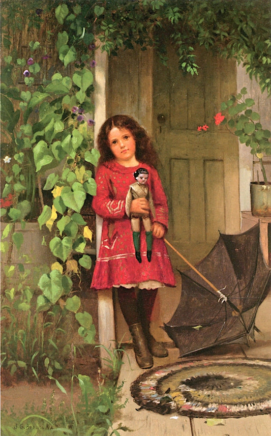 Girl with Doll, vintage artwork by John George Brown, 12x8" (A4) Poster