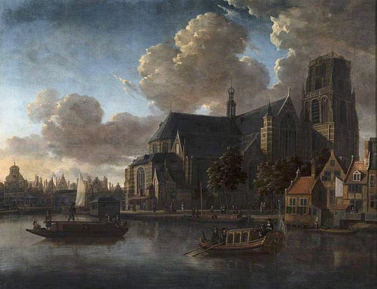 View of the Laurenskerk Seen from Northeast, vintage artwork by Abraham Jansz. Storck, 12x8" (A4) Poster