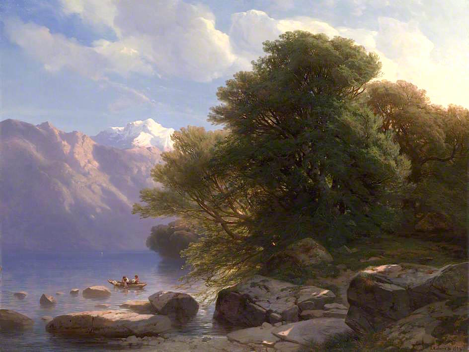 The Lake of Thun, vintage artwork by Alexandre Calame, A3 (16x12") Poster Print