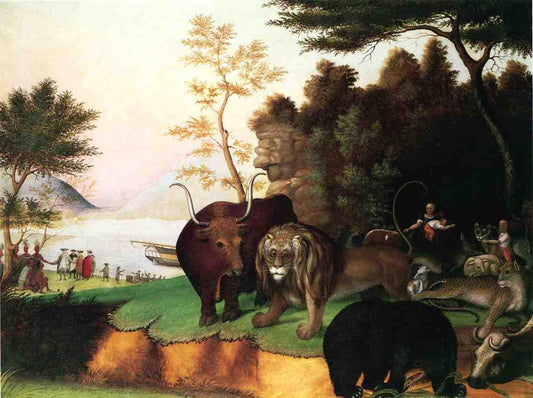 The Peaceble Kingdom, vintage artwork by Edward Hicks, 12x8" (A4) Poster