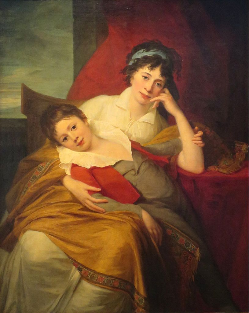 Portrait of Catherine Muravyova with Her Son Nikita Muravyov, vintage artwork by Jean Laurent Mosnier, 12x8" (A4) Poster