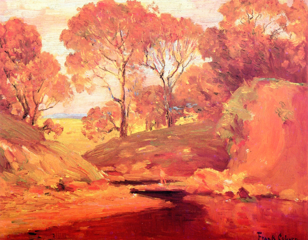 Trees. Pond, and Man by Frank Coburn,A3(16x12")Poster