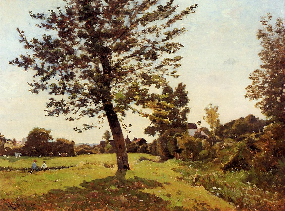 Meadow, Sunlight Effect, vintage artwork by Henri-Joseph Harpignies, A3 (16x12") Poster Print