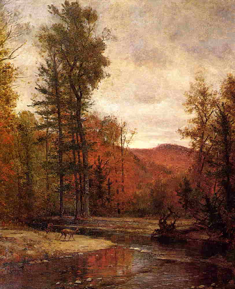 Adirondack Woodland with Two Deer, vintage artwork by Thomas Worthington Whittredge, A3 (16x12") Poster Print