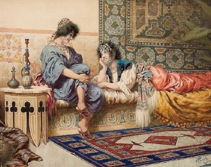 Two Harem Ladies by Giuseppe Aureli,A3(16x12")Poster