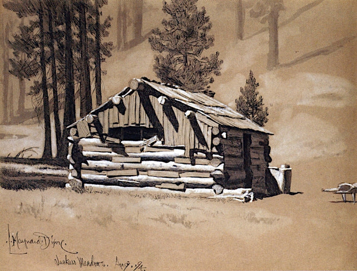 Jackass Meadows, Yosemite, vintage artwork by Maynard Dixon, 12x8