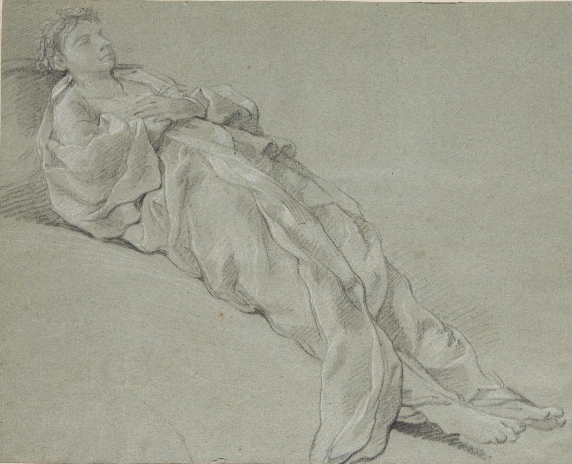 Reclining Drapped Woman, vintage artwork by Joseph Marie Vien, 12x8" (A4) Poster