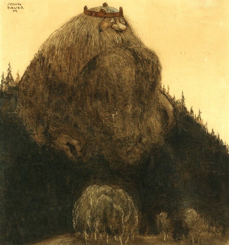 King of the Hill, vintage artwork by John Bauer, 12x8" (A4) Poster